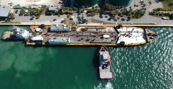 Tugboat coming into dock. 