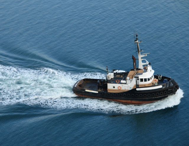 Tugboat out to sea.