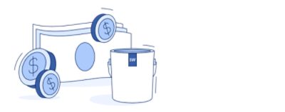 An illustration of money and a paint gallon.