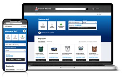 Mobile phone and desktop view of Sherwin-Williams pro dashboard.