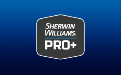 Sherwin-Williams Pro Plus logo on a gradient blue background.