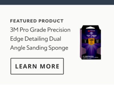 3M Pro Grade Precision Edge Detailing Dual Angle Sanding Sponge Product Card.