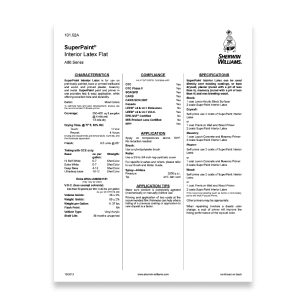 A Sherwin-Williams data sheet for SuperPaint.