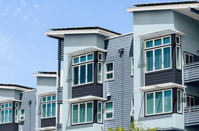 A row of modern style condos.