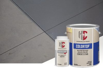 H&C Colortop water-based concrete stain and H&C  Sharkgrip.