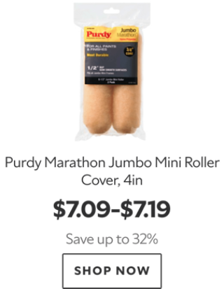 Purdy Marathon Jumbo Mini Roller Cover, 4in. $7.09-$7.19. Save up to 32%. Shop now.