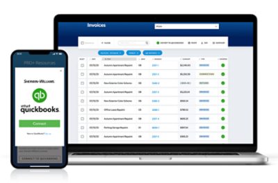 Mobile and desktop screens of quickbooks.