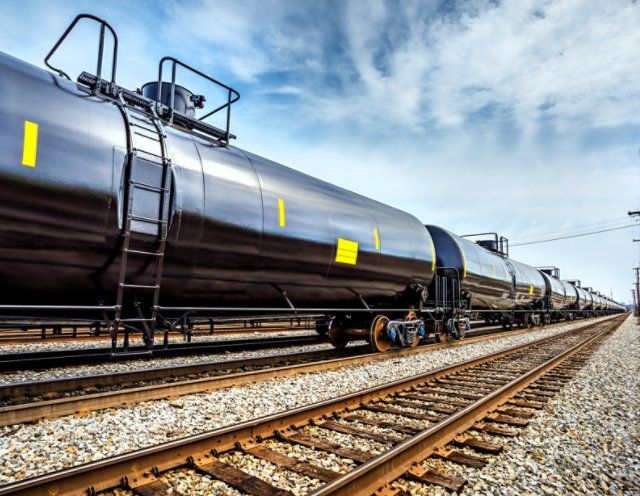 Black Train on a track. 