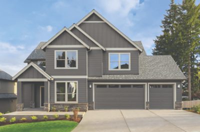 A house with a gray exterior.