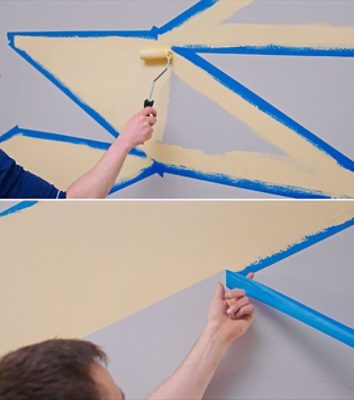 Using a roller to paint different shapes. SW featured color: sw 6372.