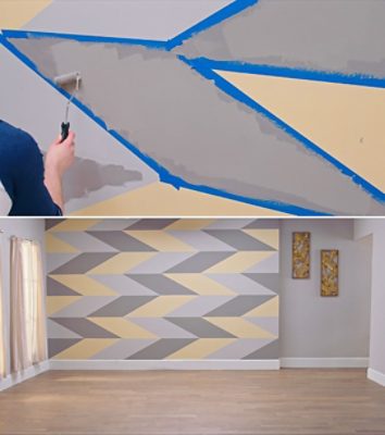 Using a roller to paint different shapes. SW featured color: sw 9167.