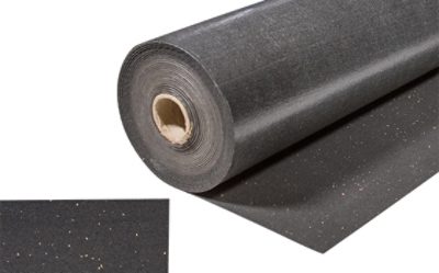 A roll of black sound control underlayment.