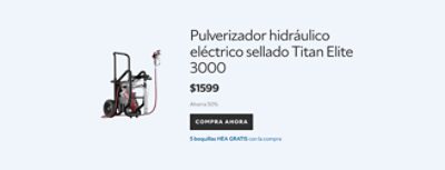 Pulverizador hidráulico eléctrico sellado Titan Elite 3000. $1599. Ahorra 50%. Compra ahora. 5 boquillas HEA gratis con la compra.