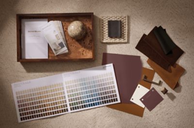 A collection of color, hardware and textile samples.