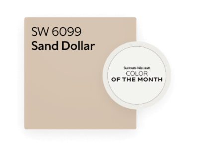 Color chip of Sand Dollar SW 6099, Color of the Month.