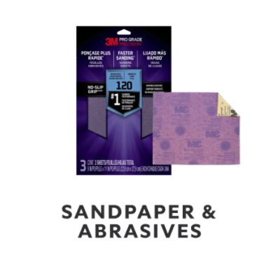 3M Pro Grade Precision FASTER SANDING sheets to represent sandpaper and abrasives.