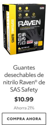 Guantes desechables de nitrilo Raven® de SAS Safety. $10.99. Ahorra 21%. Compra Ahora.