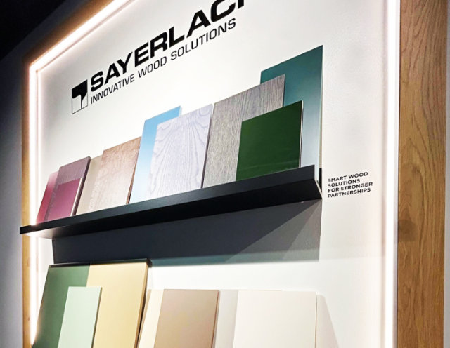 Sayerlack interior design collage showcasing modern kitchens, bedrooms, and living spaces with elegant finishes and natural textures.