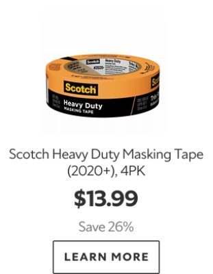 Scotch Heavy Duty Masking Tape (2020+), 4PK. $13.99. Save 26%. Learn more.