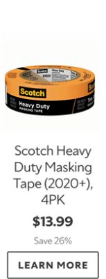 Scotch Heavy Duty Masking Tape (2020+), 4PK. $13.99. Save 26%. Learn more.