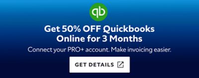 Get 50% OFF Quickbooks Online for 3 Months. Connect your PRO+ account. Make invoicing easier. Get Details.