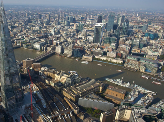 Aerial shot of The Shard