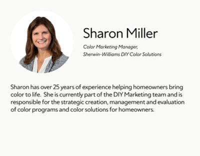 A biography card for Sharon Miller.