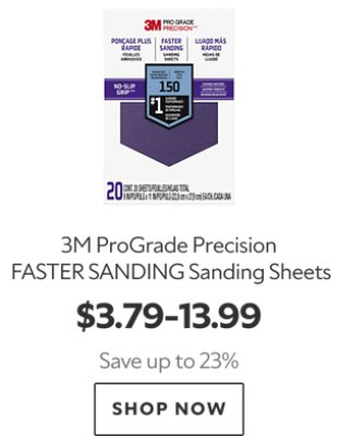 3M Pro Grade Precision FASTER SANDING Sanding Sheets. $3.79-$13.99. Save up to 23%. Shop now.