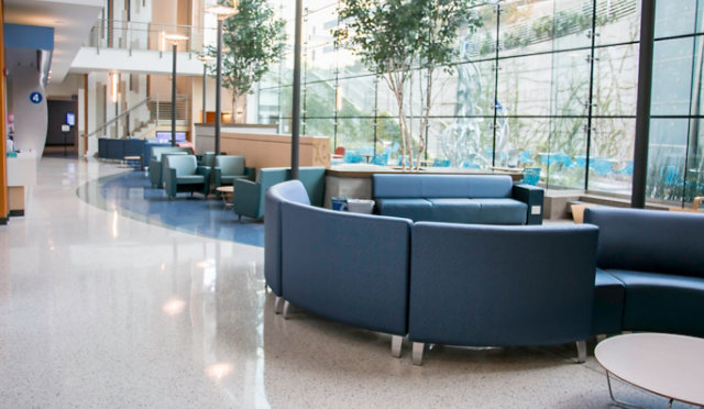 Hospital looby with resinous floor