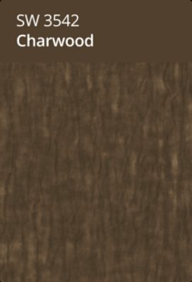 A color card featuring the paint color S-W 3542 Charwood. 
