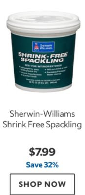 Sherwin-Williams Shrink Free Spackling. $7.99, save 32%. Shop now.