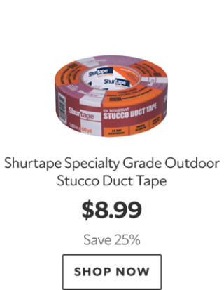 Shurtape Specialty Grade Outdoor Stucco Duct Tape. $8.99. Save 25%. Shop now.