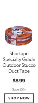 Shurtape Specialty Grade Outdoor Stucco Duct Tape. $8.99. Save 25%. Shop now.