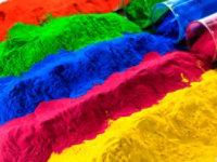 multiple piles of colored powder