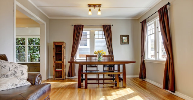 wood floor with wood table 