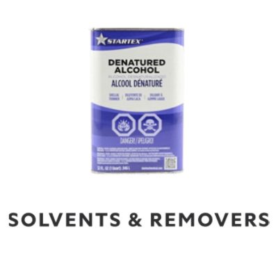 Startex denatured alcohol to represent solvents and removers.