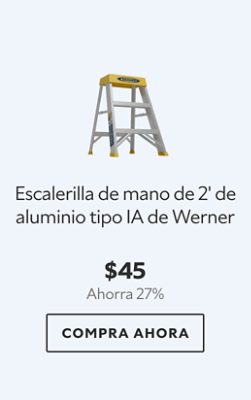 Escalerilla de mano de 2' de aluminio tipo IA de Werner. $45. Ahorra 27% Compra ahora.