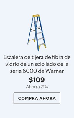 Escalera de tijera de fibra de vidrio de un solo lado de la serie 6000 de Werner. $109. Ahorra 21%. Compra ahora.
