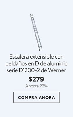 Escalera extensible con peldaños en D de aluminio serie D1200-2 de Werner. $279. Ahorra 22%. Compra ahora.