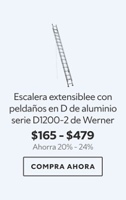 Escalera extensiblee con peldaños en D de aluminio serie D1200-2 de Werner. $165 - $479. Ahorra 20% - 24% Compra ahora.