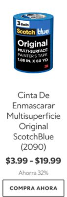 Cinta De Enmascarar Multisuperficie Original ScotchBlue (2090). $3.99 - $19.99. Ahorra 32%. Compra ahora.