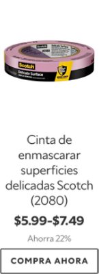 Cinta de enmascarar superficies delicadas Scotch (2080). $5.99-$7.49. Ahorra 22%. Compra ahora.