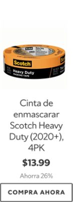 Cinta de enmascarar Scotch Heavy Duty (2020+), 4PK. $13.99. Ahorra 26%. Compra ahora.