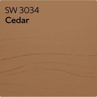 A stain color chip for Cedar SW 3034.