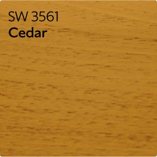 A stain color chip for Cedar SW 3561.