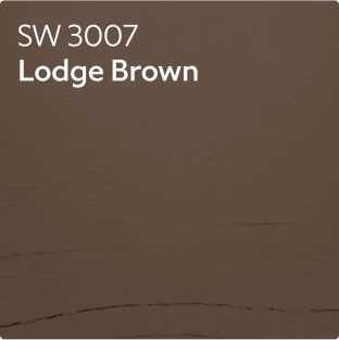 A stain color chip for Lodge Brown SW 3007.