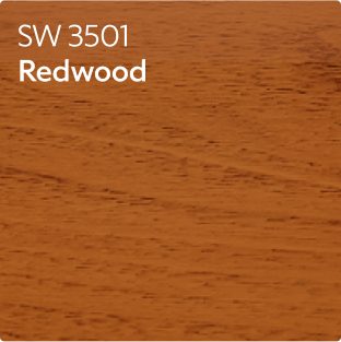 A stain color chip for Redwood SW 3501.