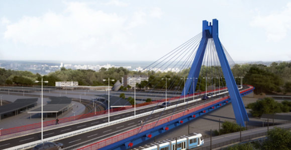 Steel Bridge Coated in Blue Paint