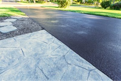 A freshly sealed driveway.