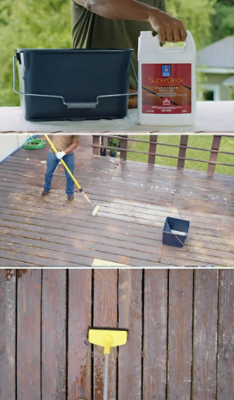 A man preparing to stain a deck using SuperDeck Stain Remover